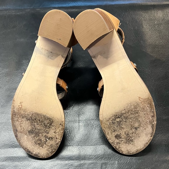Sam Edelman 8.5 Tan Studded block Heel Sandals - Picture 3 of 7